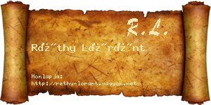 Réthy Lóránt névjegykártya