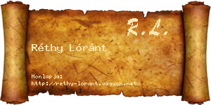Réthy Lóránt névjegykártya